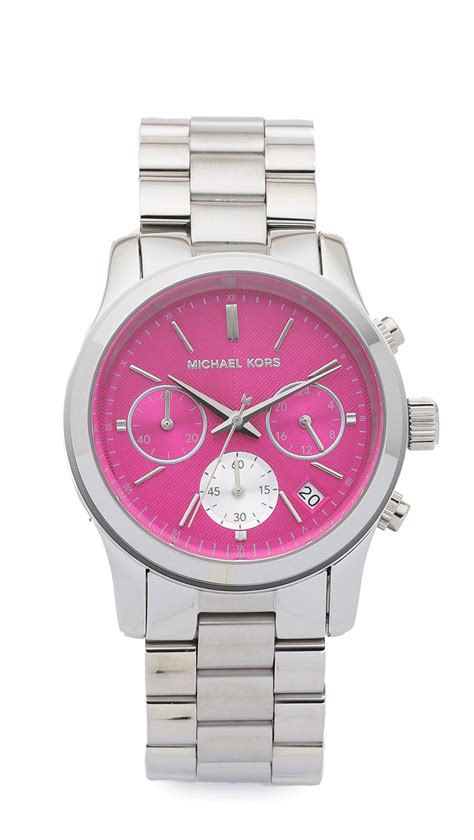 michael kors silver watch pink face|pink mk watch.